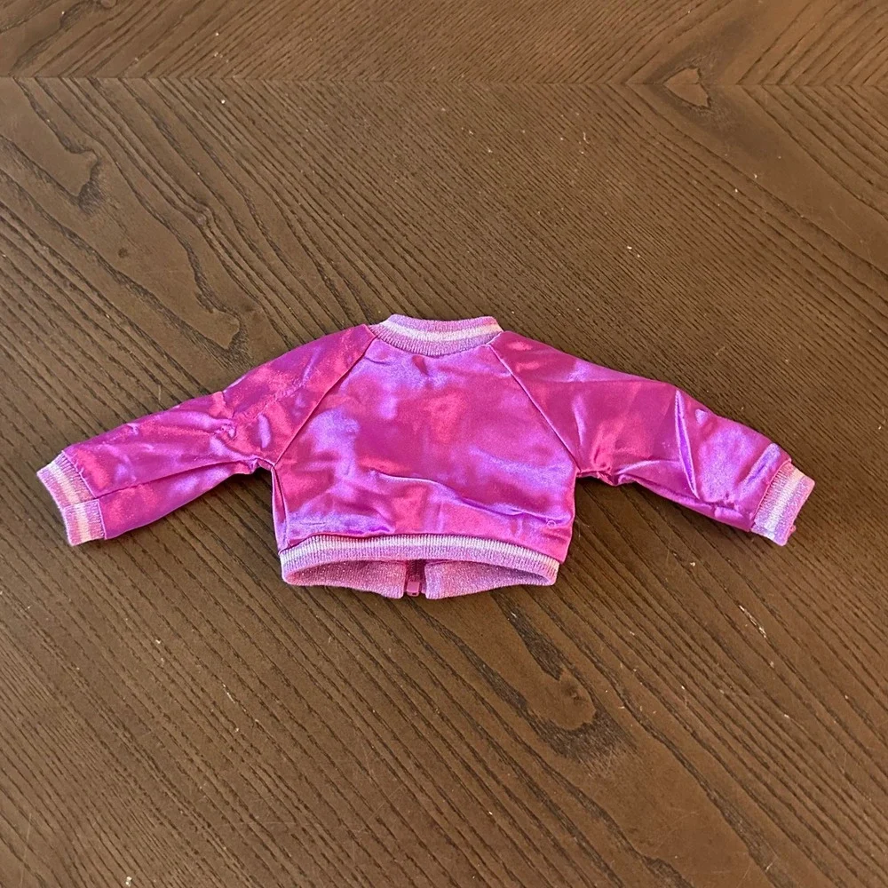 American Girl Sparkle and Shine Pink 18 inch Doll Bomber Jacket Star Graphic